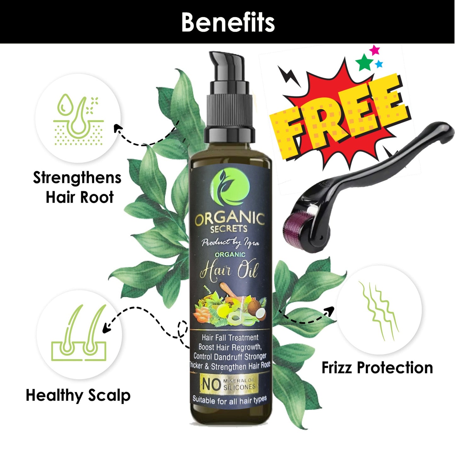 Hair Regrowth Oil - FREE DERMA ROLLER